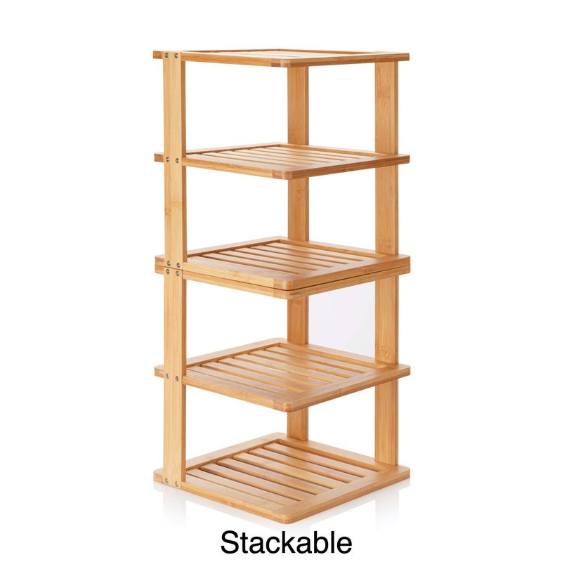 BERYLAND Bamboo Corner Shelf - 3 Tier 10 x 10 inch and 11.5 inches high. Kitchen Cabinet Organizer - Pantry Organization and Storage - Bathroom Countertop Shelves - Image 5